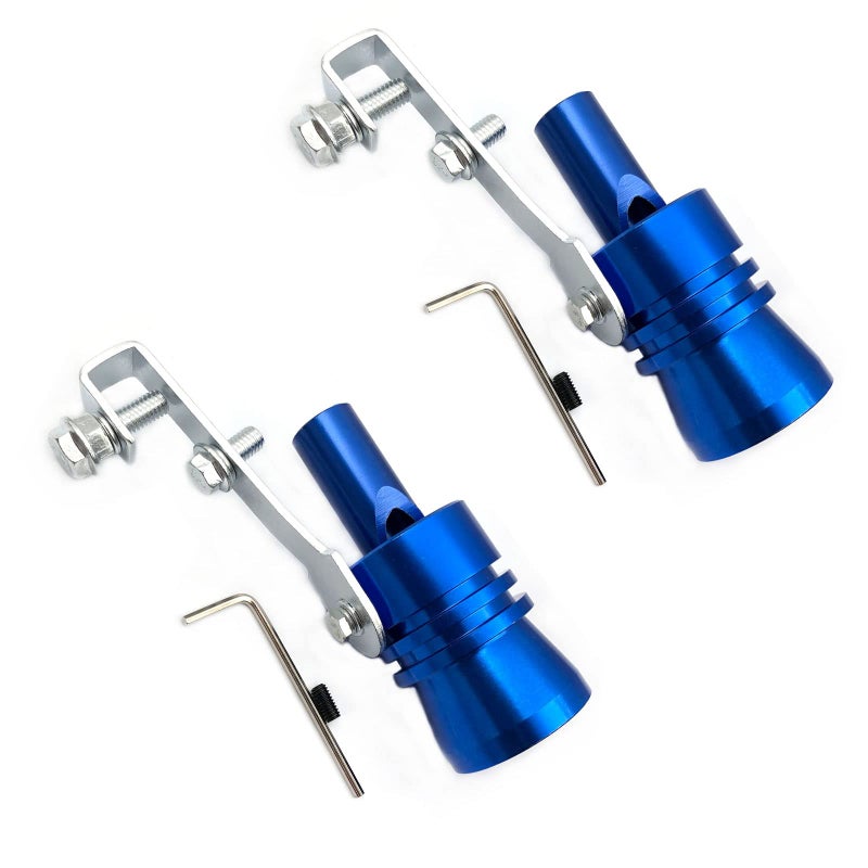 DEVMO 2pcs XL Size Aluminum Alloy Universal Turbo Sound Exhaust Muffler Pipe Whistle Car Roar Maker Blue - Image 1