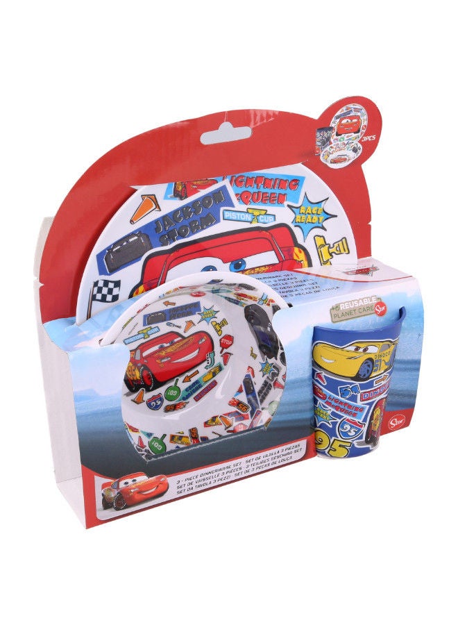 Disney 3 Piece Disney Cars Sticker Melamine Snack Set Children's Dinnerware Set Kids Mealtime Set Child's Dining Set Toddler Tableware Set Kids Dinnerware Collection - Image 4