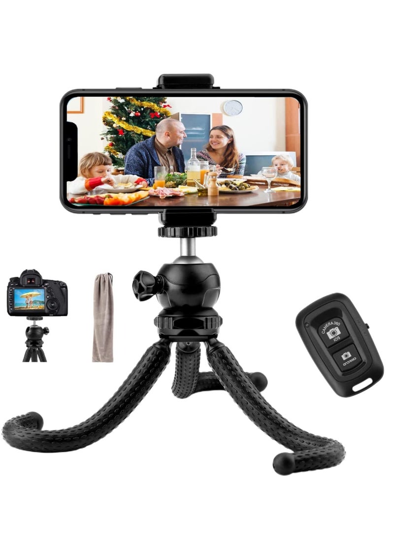ELTRAZONE Tripod Mobile Phone Holder Smartphone Tripod Flexible 360° Adjustable Bluetooth Remote Control Tripod iPhone for Table and Travel  - Image 1