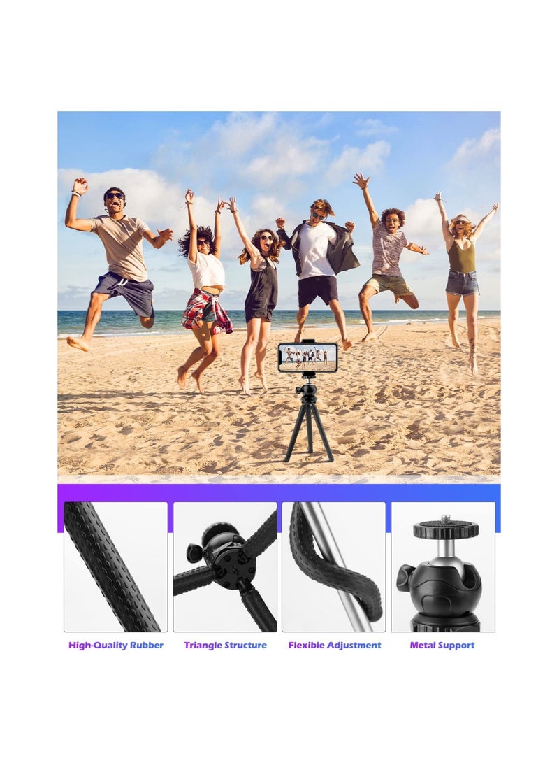 ELTRAZONE Tripod Mobile Phone Holder Smartphone Tripod Flexible 360° Adjustable Bluetooth Remote Control Tripod iPhone for Table and Travel  - Image 3