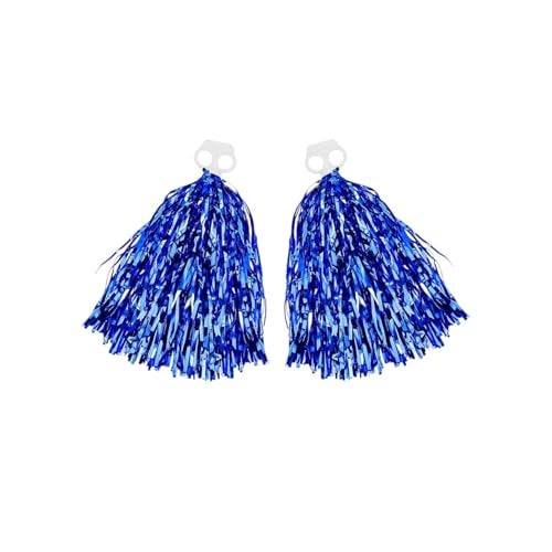 AK ANOLIHK® Metallic Cheerleader Pompoms Sports Dance Cheer Party Accessories Pom Poms Hand Flowers with Plastic Handle for Kids Adults Rooters,Cheering Squard,Cheering Team, Pack of 2 (FINGERS POM-BLUE) - Image 1