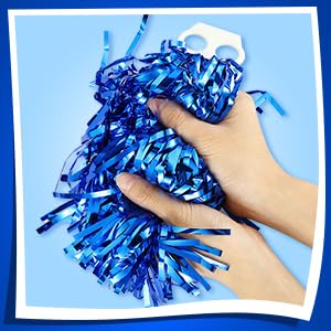 AK ANOLIHK® Metallic Cheerleader Pompoms Sports Dance Cheer Party Accessories Pom Poms Hand Flowers with Plastic Handle for Kids Adults Rooters,Cheering Squard,Cheering Team, Pack of 2 (FINGERS POM-BLUE) - Image 5