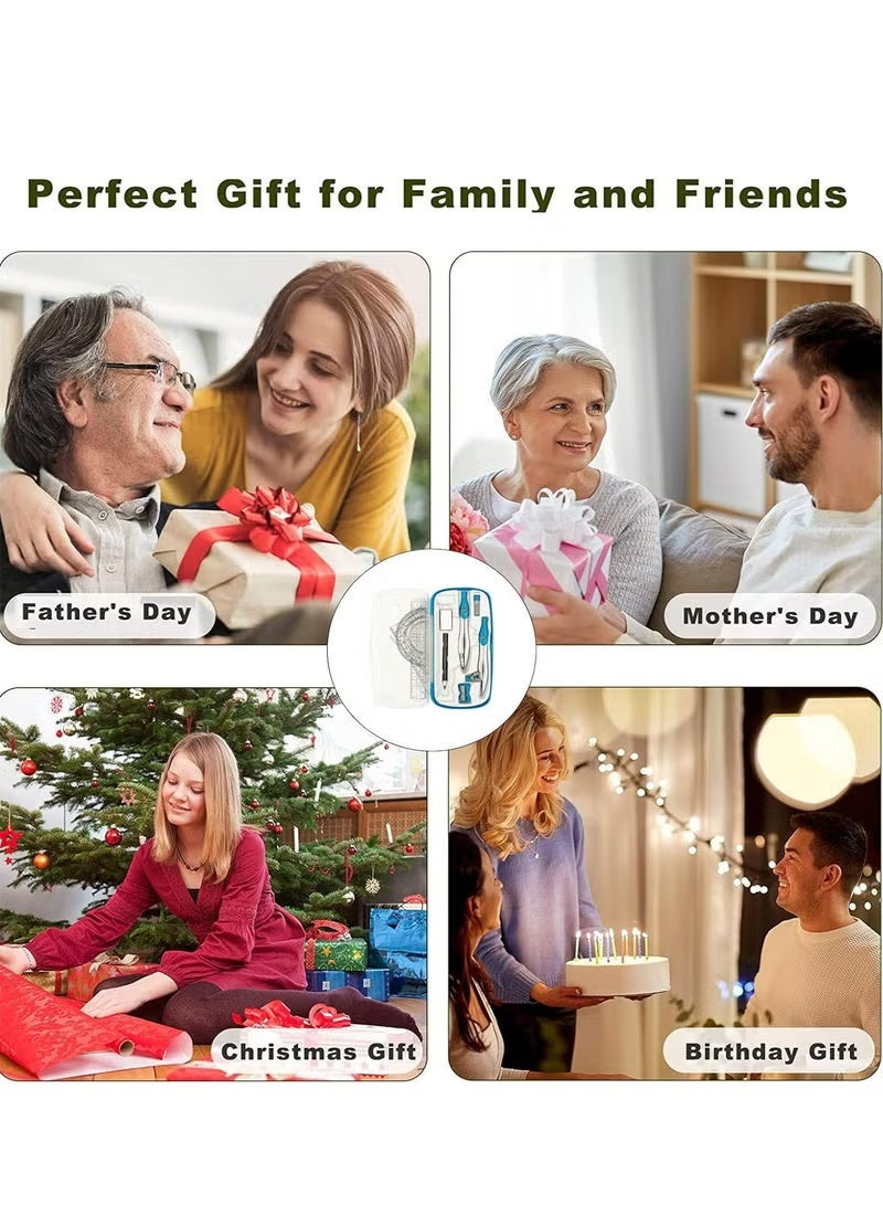 GIFT Math Geometry Kit Sets, 10 Pcs Protractor and Compass Set Includes Rulers for Students(Blue) - Image 5