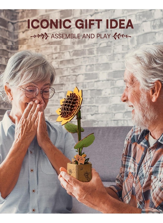 Robotime 3D Puzzles Wooden Flower Sunflower Diy Model Building Kit To Build For Adults Bouquet Botanical Collection Craft Brain Teaser Puzzle Creative Gift Home Decor - Image 4