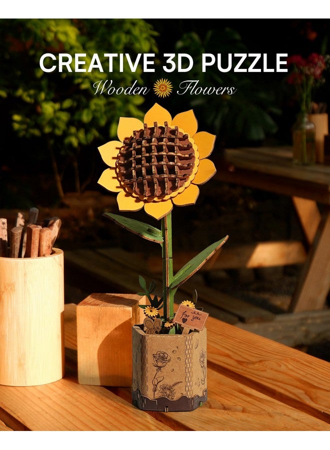 Robotime 3D Puzzles Wooden Flower Sunflower Diy Model Building Kit To Build For Adults Bouquet Botanical Collection Craft Brain Teaser Puzzle Creative Gift Home Decor - Image 2