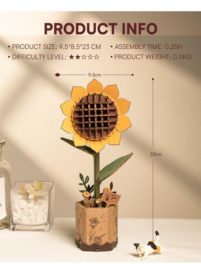 Robotime 3D Puzzles Wooden Flower Sunflower Diy Model Building Kit To Build For Adults Bouquet Botanical Collection Craft Brain Teaser Puzzle Creative Gift Home Decor - Image 5