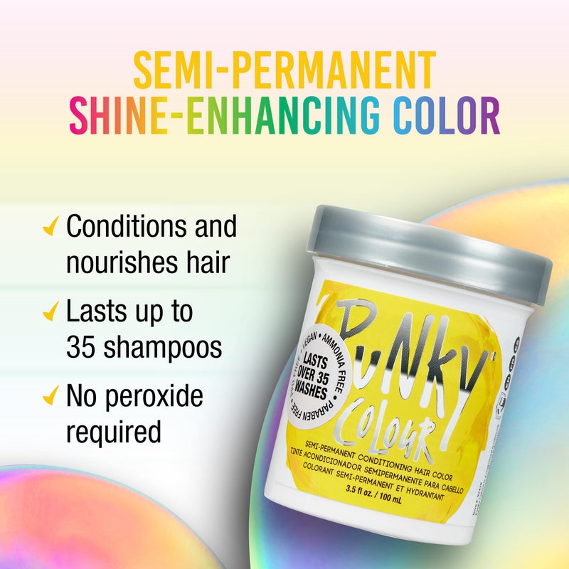 Punky Bright Yellow Semi Permanent Hair Color - Vegan & Cruelty-Free Conditioning Hair Dye, Lasts Up to 35 Washes, 3.5 fl oz - Image 2