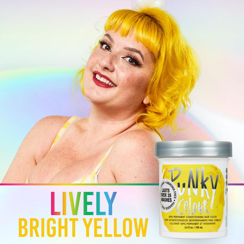 Punky Bright Yellow Semi Permanent Hair Color - Vegan & Cruelty-Free Conditioning Hair Dye, Lasts Up to 35 Washes, 3.5 fl oz - Image 3
