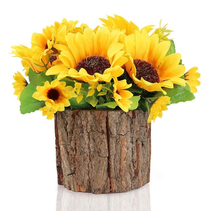 Artificial Flowers Fake FlowersMini Potted Artificial Plants With Bark Pot Small Indoor Outdoor Fake Plants for Home Office Desk Kitchen Shelf Bedroom Bathroom Decoration