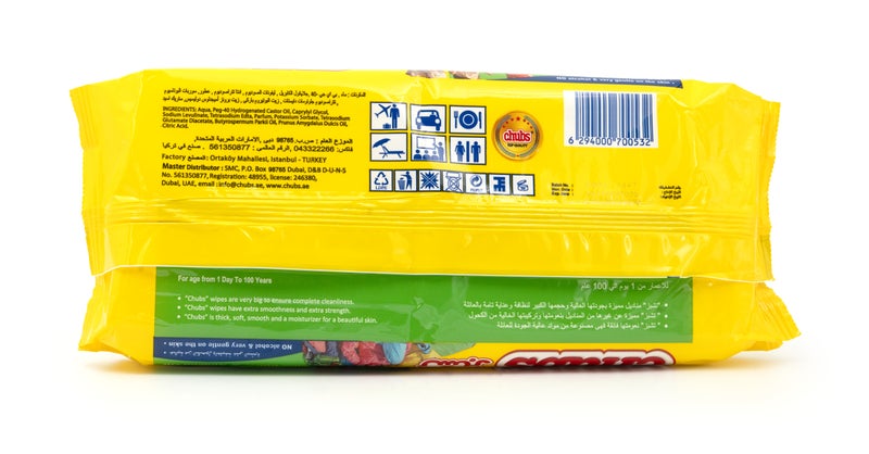 Chubs مناديل مبللة عائلية بزبدة الشيا وزيت اللوز - مناديل كبيرة جدًا خالية من الكحول - عبوة 40 منديل - Image 3