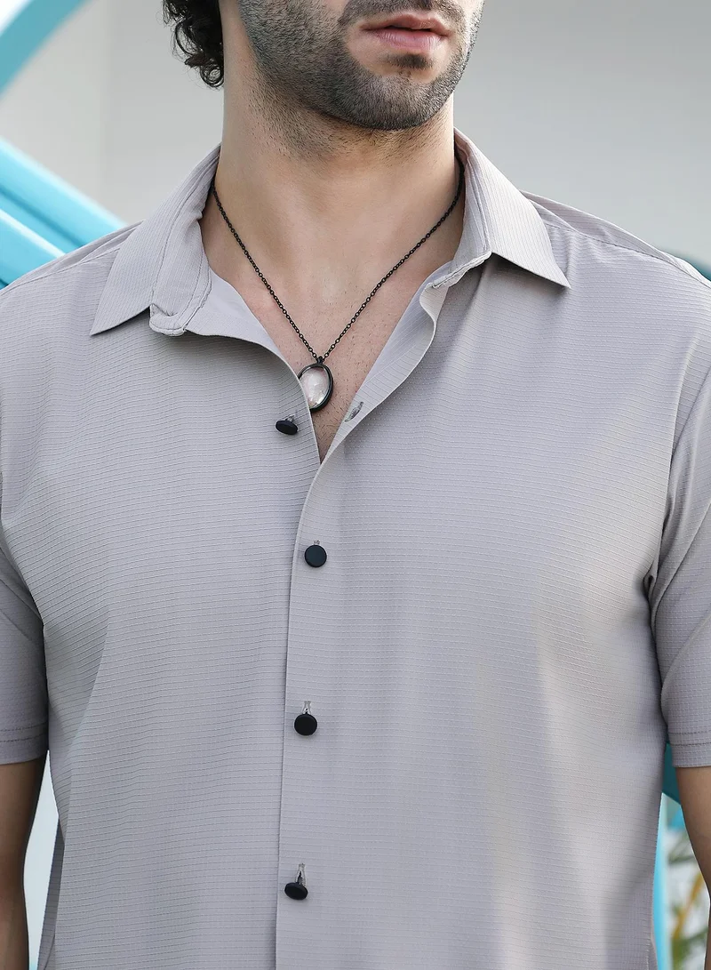 كامبوس سوترا Men's Medium Grey Seamless Waffle Shirt