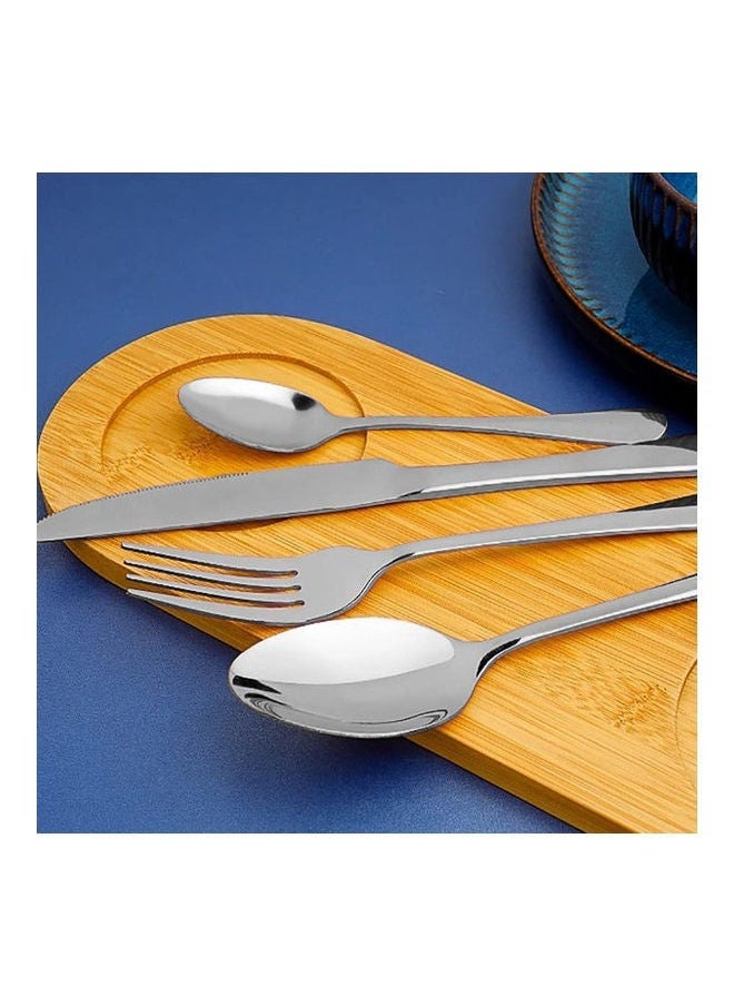 Aralifes 24-Piece Stainless Steel Cutlery Set with Storage Holder Silver 14x13x24cm  - Image 4