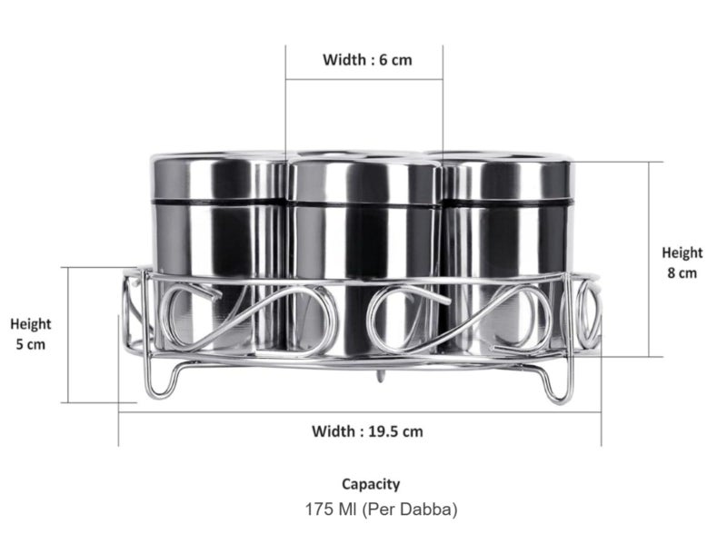VISAXMI 7 in 1 Stainless Steel Spice Jar set 175 ml | Masala Container with Transparent lid | Masala Dabba for Kitchen | Masala Steel Dabba | Masala Box (7Pc Jars, 7Pc Spoons, 1Pc Stand) - Image 2