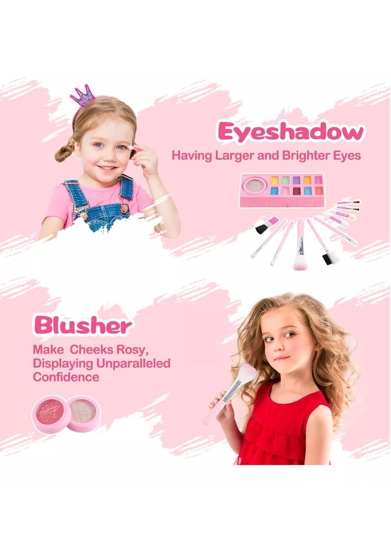 Makeup Set for Girls, Washable Cosmetic Kit, Makeup Box Suitcase Includes Lipstick/Eyeshadows/Nail Polish/Stickers, Kid Toy Gift - Image 4