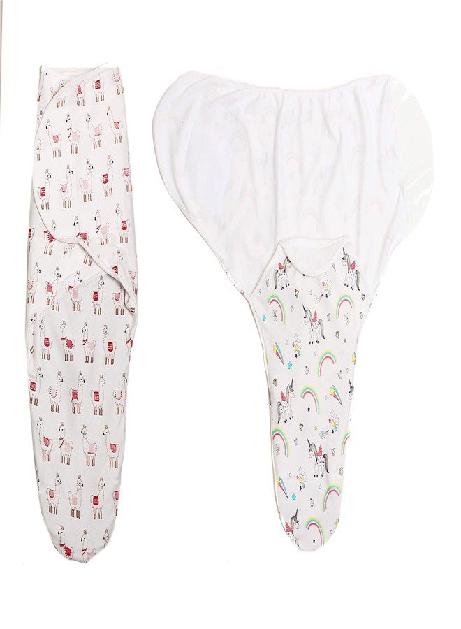PEUBUD ® Adjustable Pure Cotton Soft Wrap/Sleeping Bag/Wrapper Envelope Swaddle for Newborn Baby - Pack of 2 (Multicolor, 0-3 Months) - Image 1