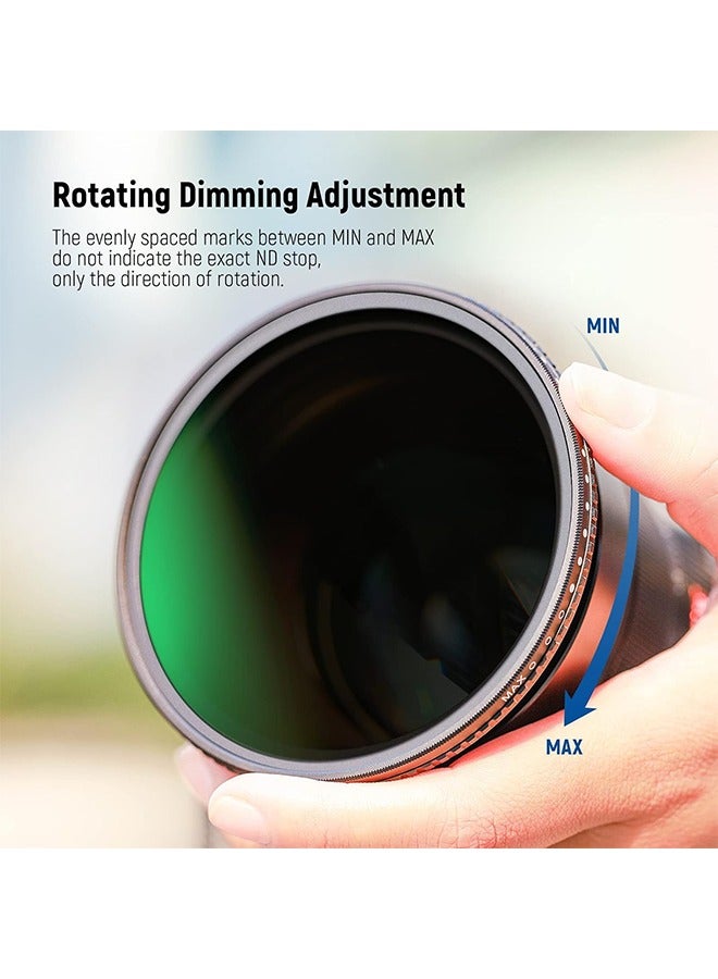 52mm Variable ND Filter ND3-ND1000, 1.5-10 Limited Stops Neutral Density Filter with HD Optical Glass  Double Sided 30 Layer Nano Coatings, Water Repellent/Scratch Resistant/Aluminum Frame - Image 3