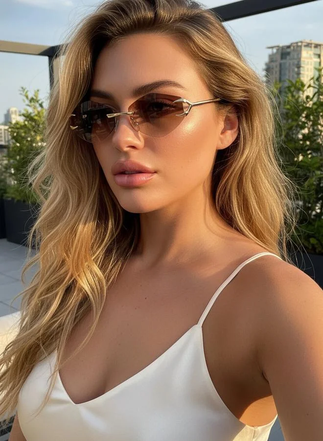 Take Two Rimless Hexagon Shades Sunglasses