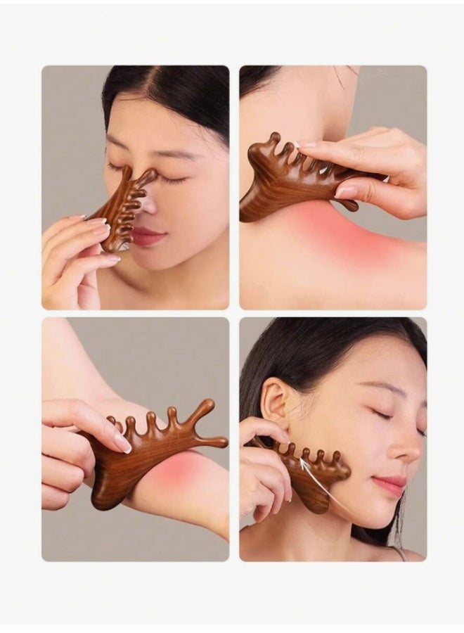 Shein Natural Sandalwood Wide-Tooth Comb – Wood Comb & Dual Face/Scalp Massage Tool – Anti-Static Hair Care Essential - Image 2