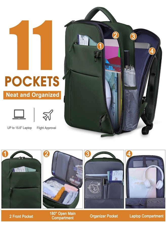 Capolo Travel Backpack for Women Men Waterproof Laptop Backpack Airlines Approved Carry On Backpack Bag Computer Bookbag for Business, Work, Traveling Fits 15.6 Inch Laptop(Green) - Image 3