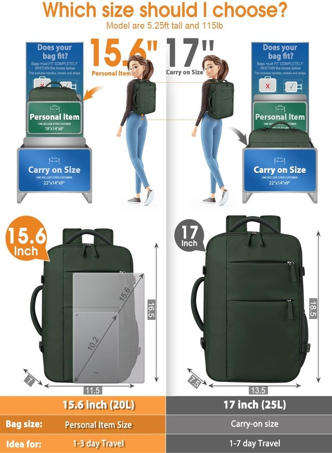Capolo Travel Backpack for Women Men Waterproof Laptop Backpack Airlines Approved Carry On Backpack Bag Computer Bookbag for Business, Work, Traveling Fits 15.6 Inch Laptop(Green) - Image 5