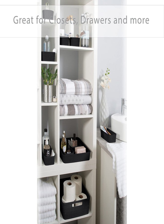 Simplify 10 Piece Organizing Set | Multiple Size Bins | Multipurpose | Office | Desk | Dorm | Bathroom | Storage Basket | Small Items | Accessories | Black - Image 4