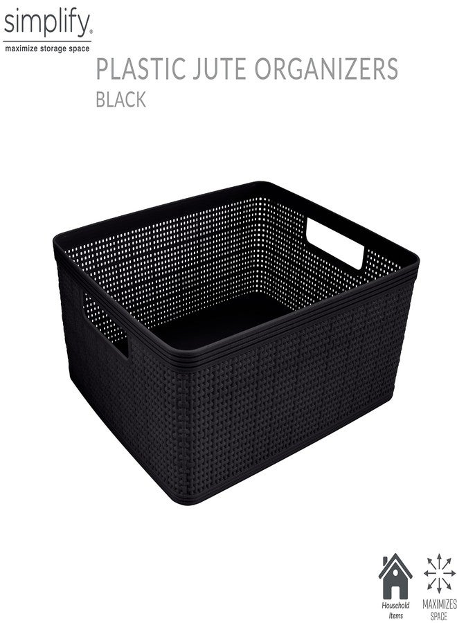 Simplify 10 Piece Organizing Set | Multiple Size Bins | Multipurpose | Office | Desk | Dorm | Bathroom | Storage Basket | Small Items | Accessories | Black - Image 2