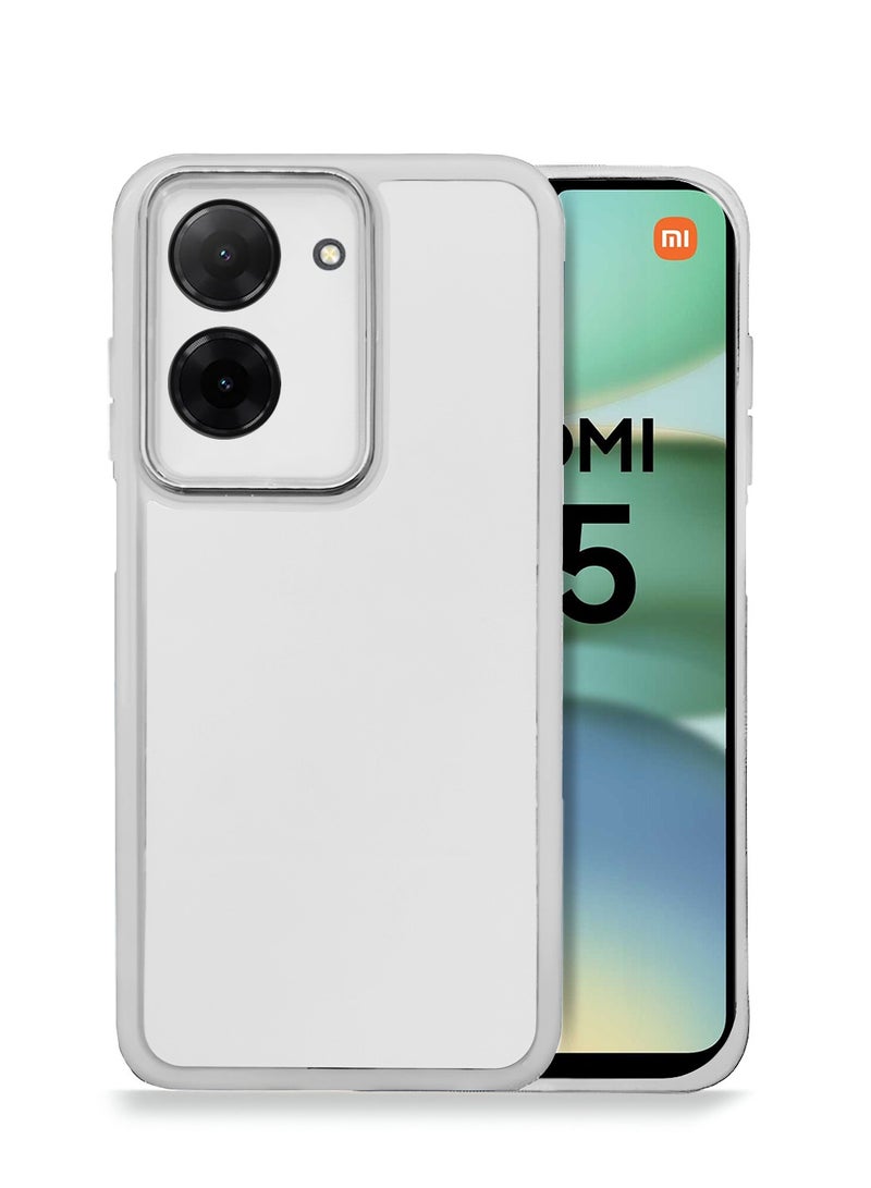 Wtech Xiaomi Redmi A5 4G 2025 Soft Transparent TPU Silicone Ultra Thin Phone Stylish Electroplated Camera Border Back Case Cover - White - Image 1