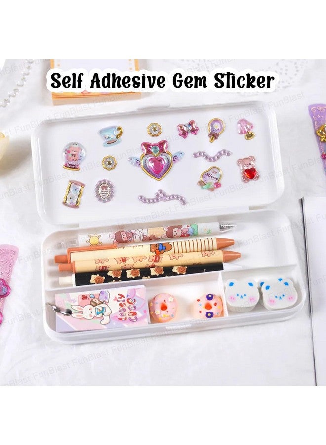فنبلاست مجموعة ملصقات فن بلاست كاواي - مجموعة من 4 ملصقات أحجار كريستالية لامعة للأطفال، ملصقات ثلاثية الأبعاد للبنات، ملصقات جمالية، ملصقات لطيفة، ملصقات كريستال للأطفال - تصميم عشوائي - Image 5