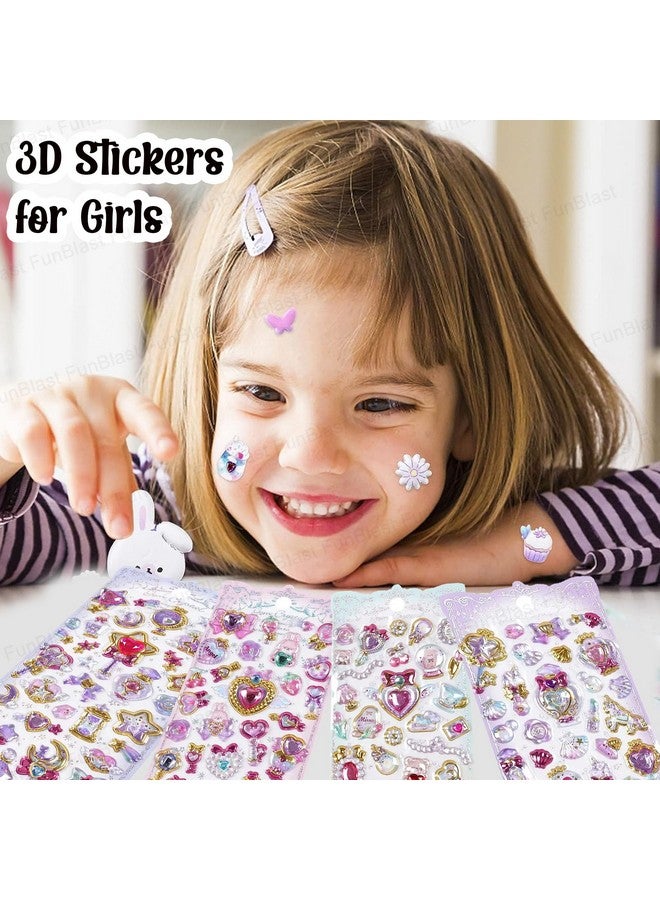 فنبلاست مجموعة ملصقات فن بلاست كاواي - مجموعة من 4 ملصقات أحجار كريستالية لامعة للأطفال، ملصقات ثلاثية الأبعاد للبنات، ملصقات جمالية، ملصقات لطيفة، ملصقات كريستال للأطفال - تصميم عشوائي - Image 4