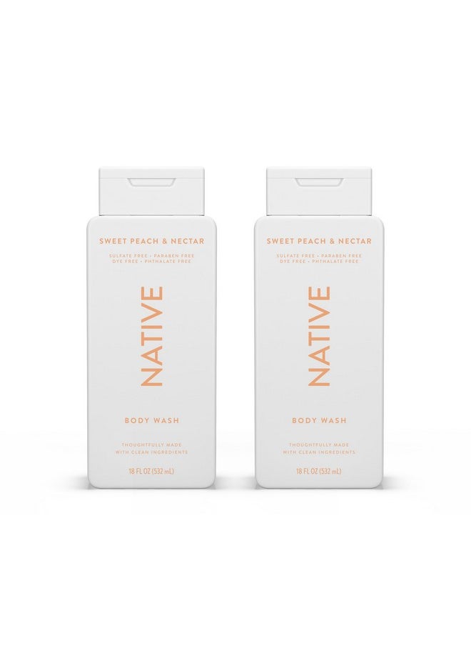native Native Body Wash Contains Naturally Derived Ingredients | For Women & Men, Sulfate, Paraben, & Dye Free Leaving Skin Soft and Hydrating | Sweet Peach & Nectar 18 oz - 2 Pk  - Image 1