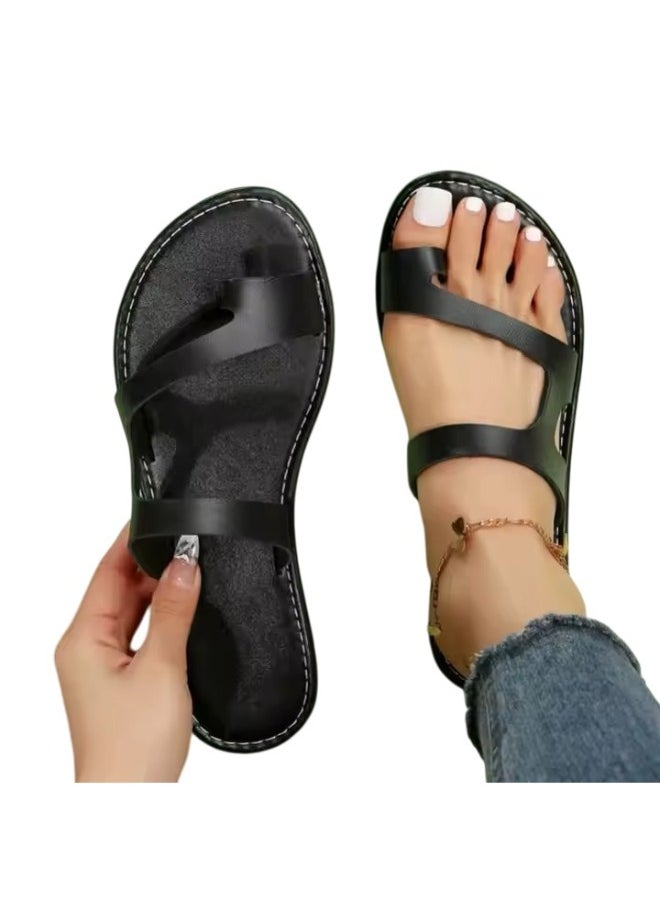 Rup Art Women’s Toe Ring Thong Sandals – Summer Clip Toe Flat Beach Slippers, Comfortable Holiday Footwear  - Image 1
