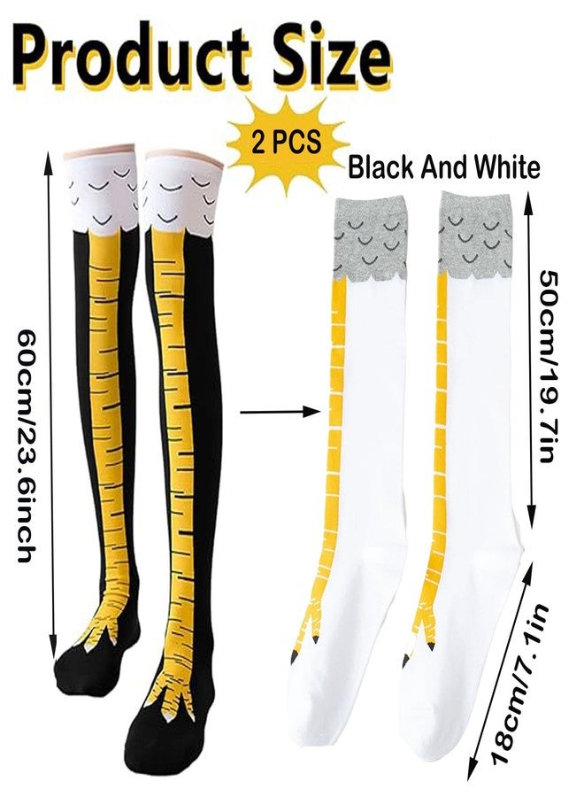 Tarini 2Pairs Funny Chicken Leg Thigh Compression Socks, Novelty 3D Animal Paw Cotto High Socks, Funky Long Crazy Cosplay Gift Stockings for Women Party - Image 2