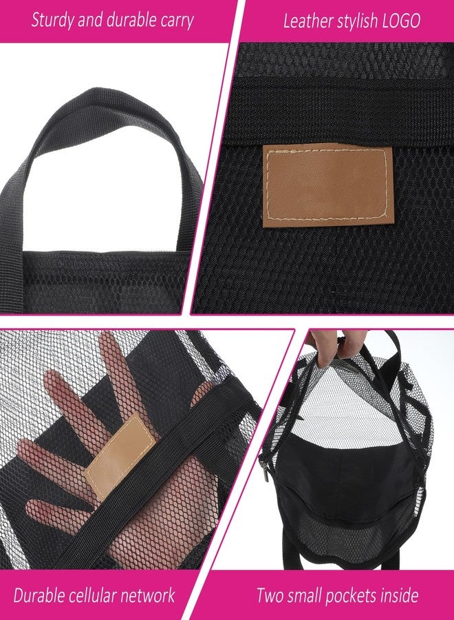 Macuezu Mesh Shower Caddy, Gym Shower Bag with 2 Pockets, Quick Dry Black Mesh Toiletry Bag with Zipper Pockets for Bathroom Gym Beach Travel Camping - Image 5