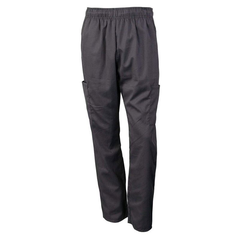 Chef Code Modern Fit Unisex Cargo Chef Pants, Elastic Waist CC220 (Houndstooth Charcoal, L)