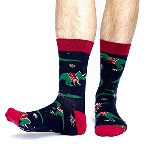 Good Luck Sock Men's Dinosaurs Wearing Christmas Sweaters Socks, Adult, Shoe Size 7-12 - Image 2