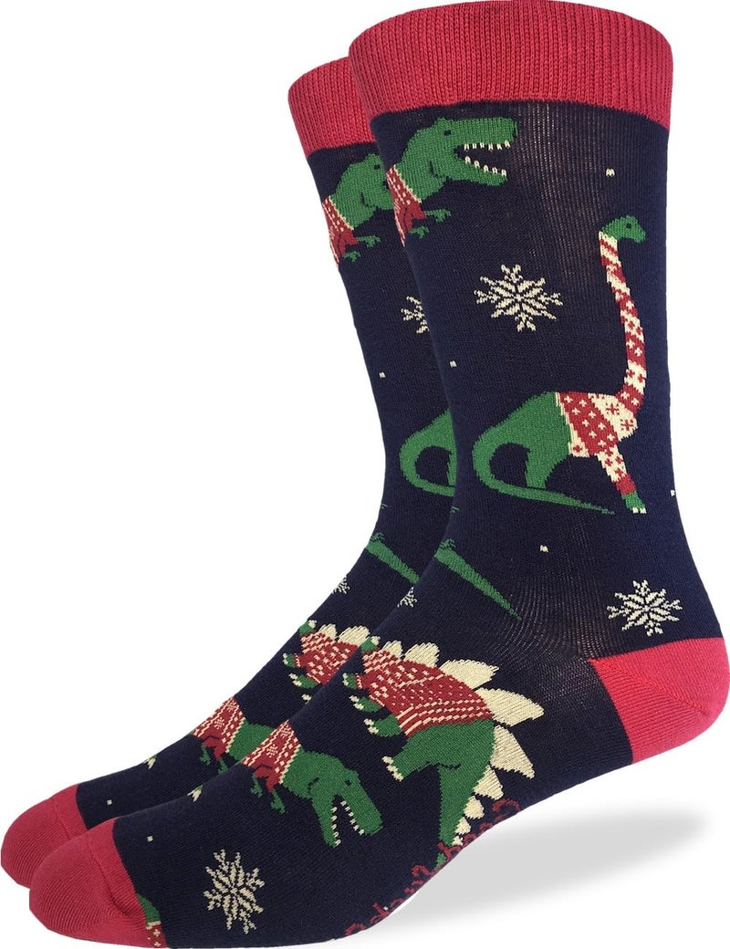 Good Luck Sock Men's Dinosaurs Wearing Christmas Sweaters Socks, Adult, Shoe Size 7-12 - Image 3