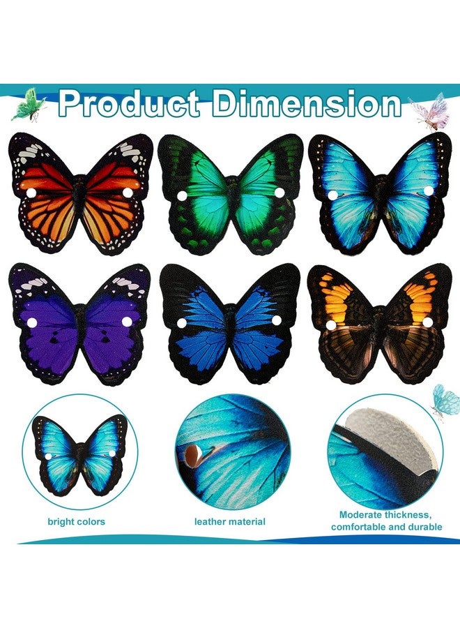 Jutom 6 Pcs Leather Hair Barrettes With Stick Butterfly Leather Hair Clips Butterfly Faux Leather Hair Autumn Whimsical Accessory Head Piece Colorful Butterfly Hair Pins Ponytail Holders For Women Girls - Image 5