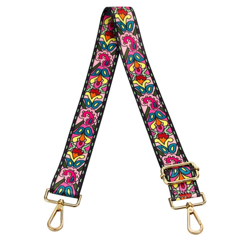 Zanqano Crossbody Strap For Purses Replacement Adjustable Guitar Multicolor Style Handbag Straps (Flower) - Image 1