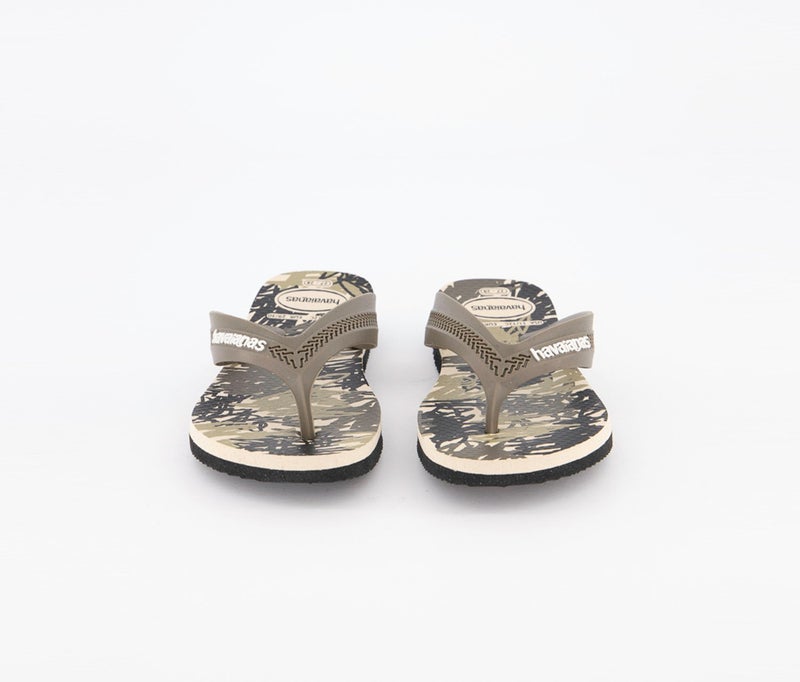 havaianas Kids Boys Max Trend Slippers, Black and  and Green and Beige  - Image 3