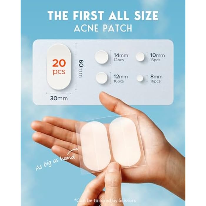 LitBear Large Acne Pimple Patches, 5 Sizes 80 Patches for Large Breakouts, Acne Patches for Face, Chin or Body, Acne Spot Patch with Tea Tree & Calendula Oil, Hydrocolloid Bandages for Acne Skin - Image 2