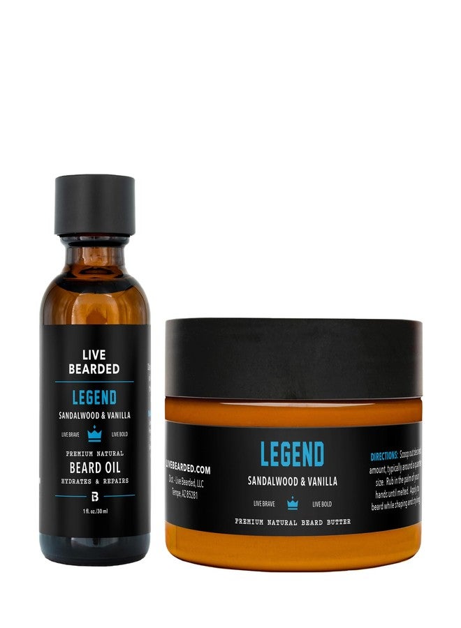 Live Bearded Beard Oil and Butter Grooming Kit - Made in the USA - All-Natural Ingredients with Shea, Argan, Jojoba - Growth Support | Legend Scent - Sandalwood, Vanilla - Image 1