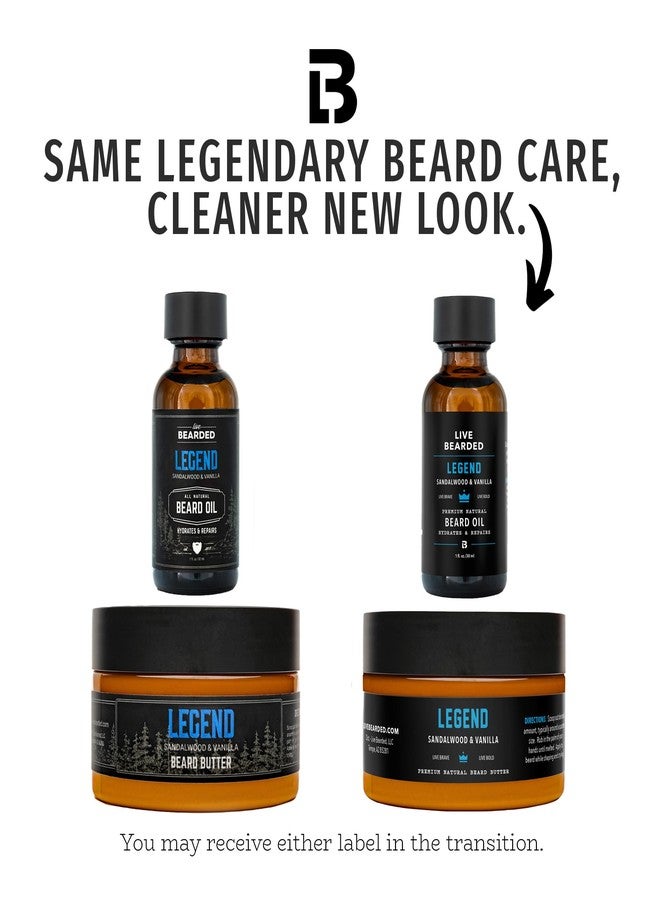 Live Bearded Beard Oil and Butter Grooming Kit - Made in the USA - All-Natural Ingredients with Shea, Argan, Jojoba - Growth Support | Legend Scent - Sandalwood, Vanilla - Image 2