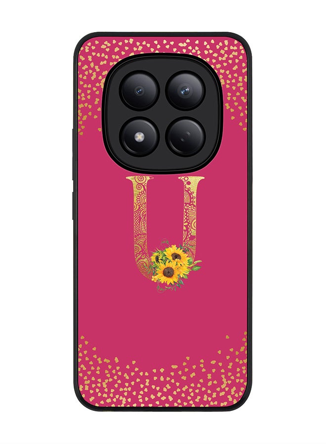 For Xiaomi Redmi Note 15 Pro 4G Case,Slim fit Camera Protection, Shockproof Thin Phone cover  - Custom Floral Monogram - U ( Deep Pink )