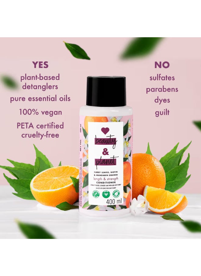 love beauty and planet - Length And Strength Conditioner With Curry Leaves, Biotin And Mandarin 400Ml - Image 1