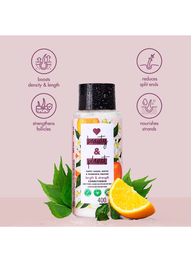 love beauty and planet - Length And Strength Conditioner With Curry Leaves, Biotin And Mandarin 400Ml - Image 1