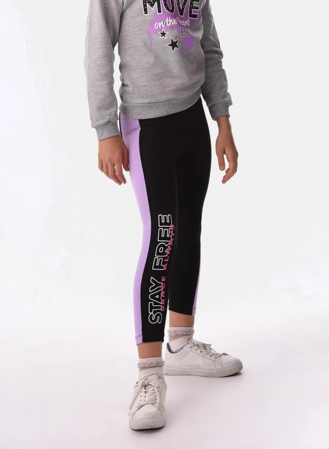 URBASY Graphic Printed Sweatshirt & Side Stripe Leggings Set by Styli