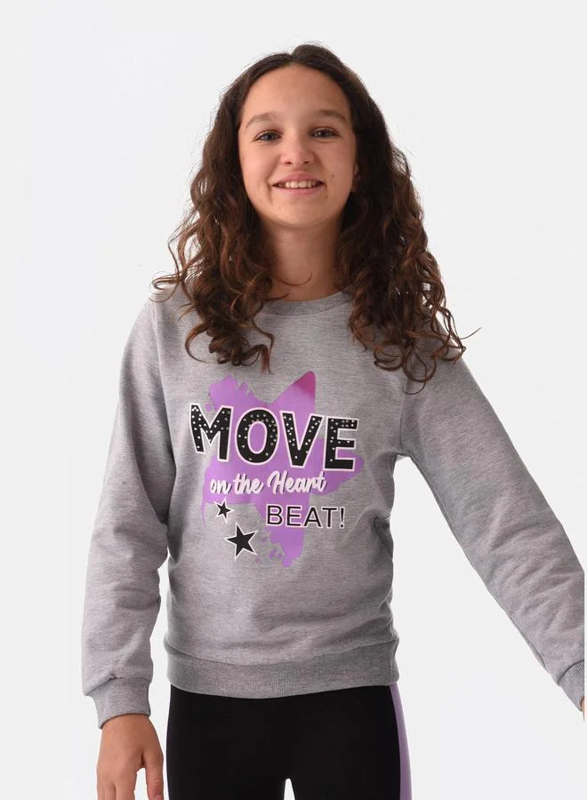 URBASY Graphic Printed Sweatshirt & Side Stripe Leggings Set by Styli