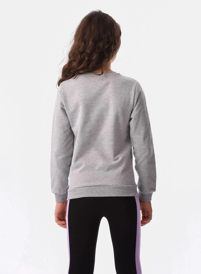URBASY Graphic Printed Sweatshirt & Side Stripe Leggings Set by Styli