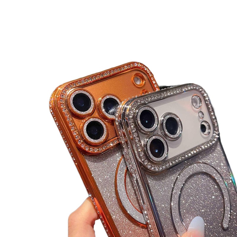MagSafe iPhone 16 Plus Shockproof Silicone for iPhone 16 16 Plus 16 Pro 16 Pro Max with Gradient Glitter and Lens Protector in Black - Image 5