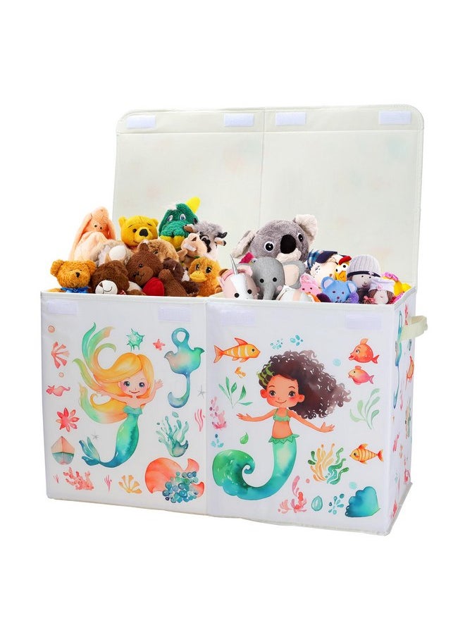 Decalsweet - Toy Box Chest with Flip-Top Lid for Kids, Large Collapsible Oxford Toy Storage Box with Handles for Girls, Waterproof Sturdy Dustproof Toy Box for Bedroom Playroom, 25.5×11.8×15.7 Inch (Mermaid) - Image 1